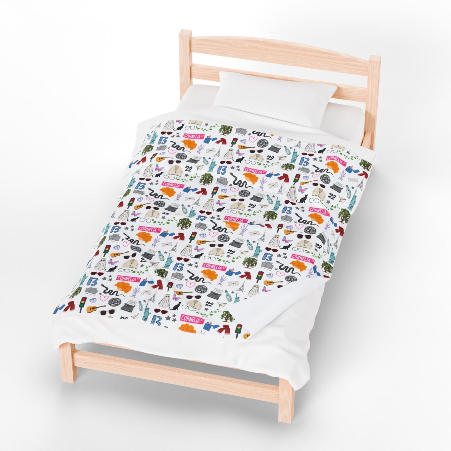 Iconic Eras (TS 12) Velveteen Plush Blanket- Dazzling White