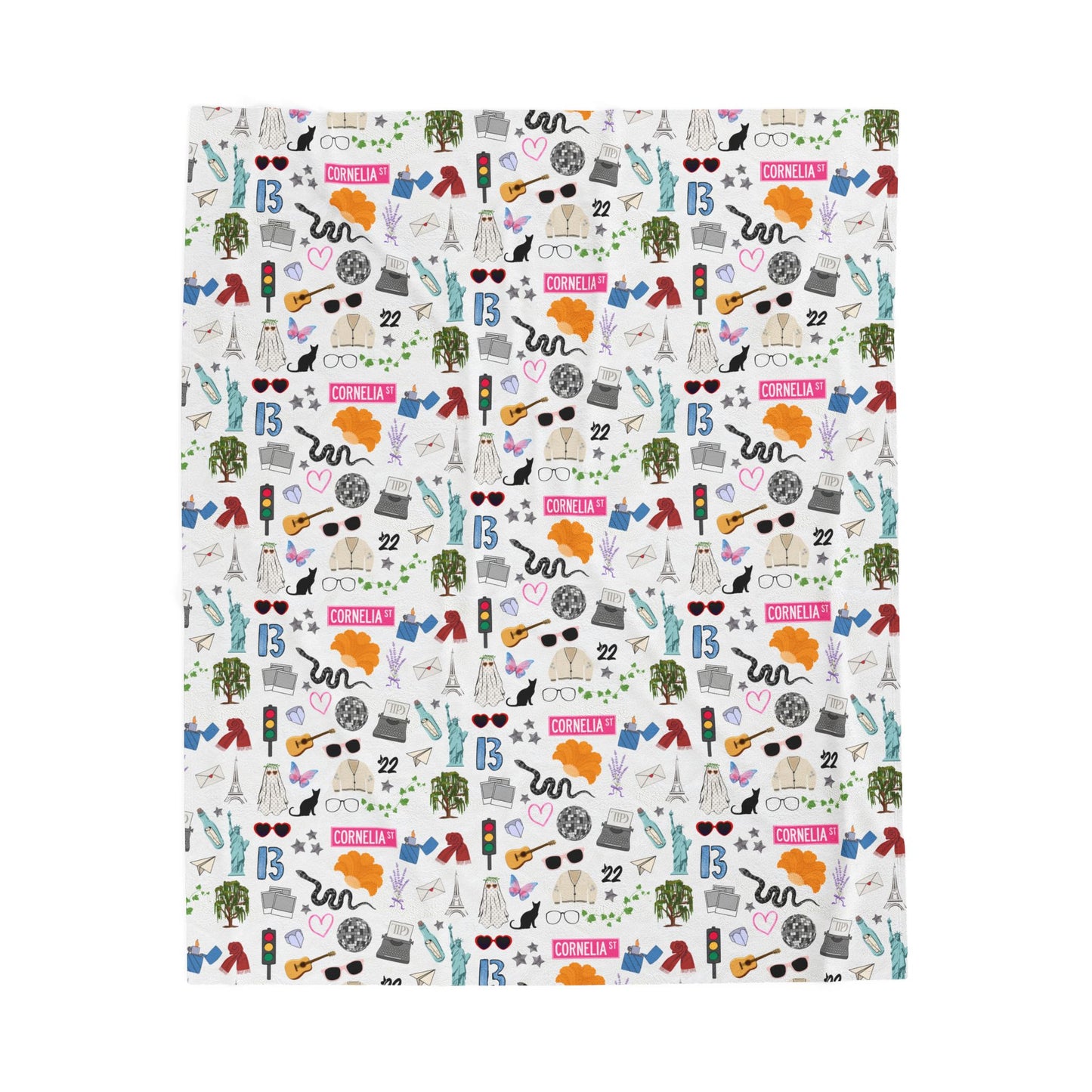 Iconic Eras (TS 12) Velveteen Plush Blanket- Dazzling White