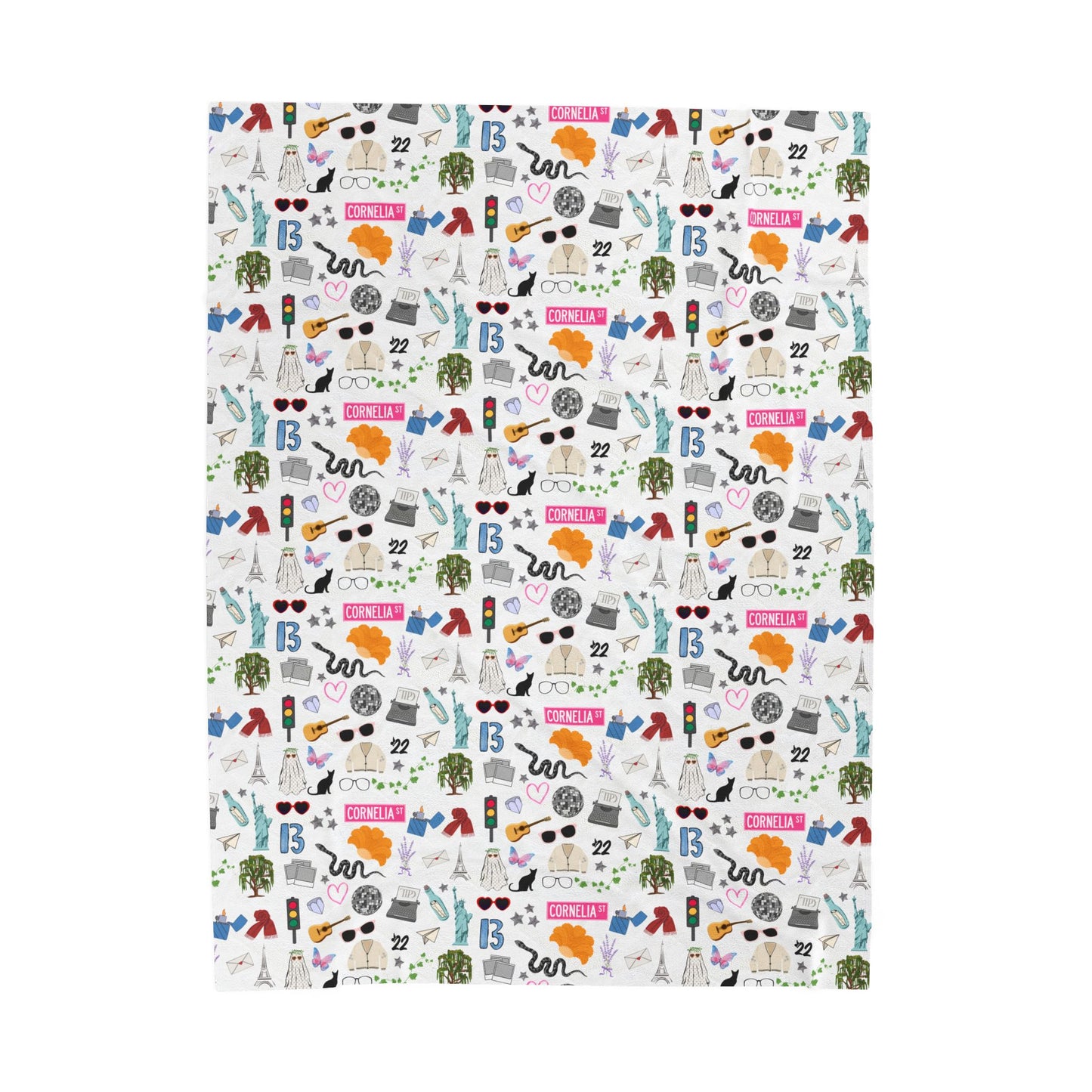Iconic Eras (TS 12) Velveteen Plush Blanket- Dazzling White