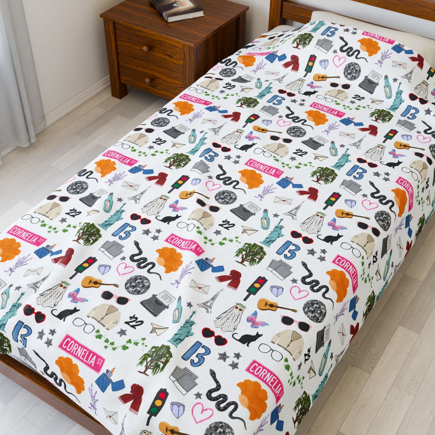Iconic Eras (TS 12) Velveteen Plush Blanket- Dazzling White
