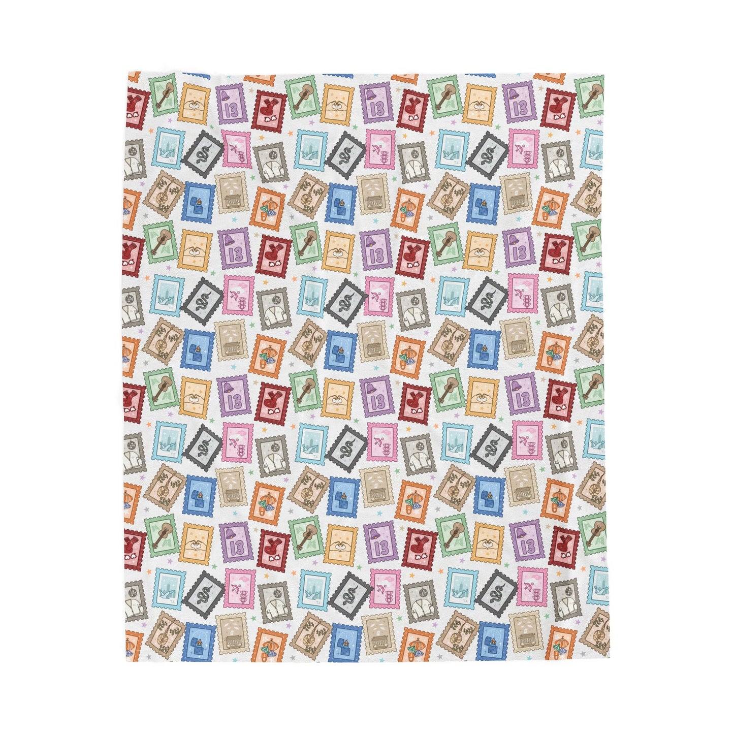 Eras Stamps Velveteen Plush Blanket