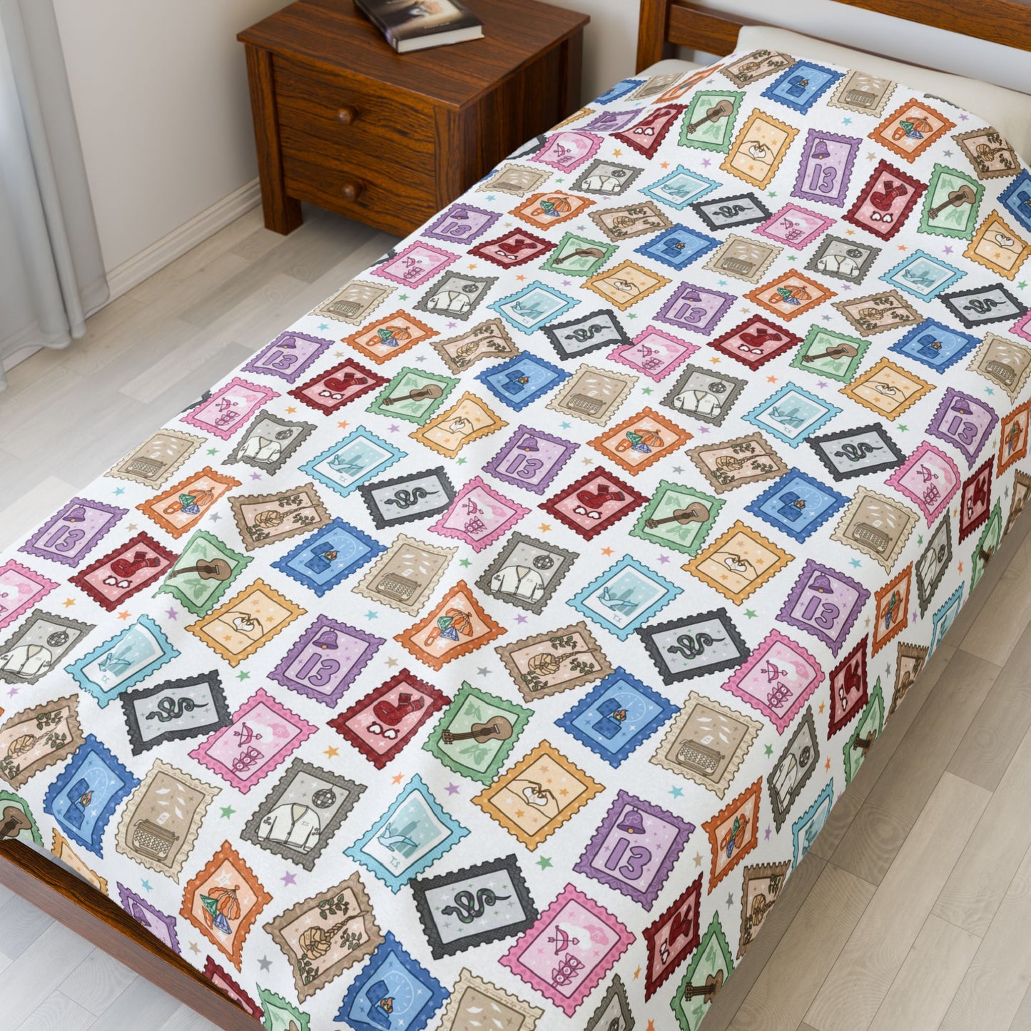 Eras Stamps Velveteen Plush Blanket