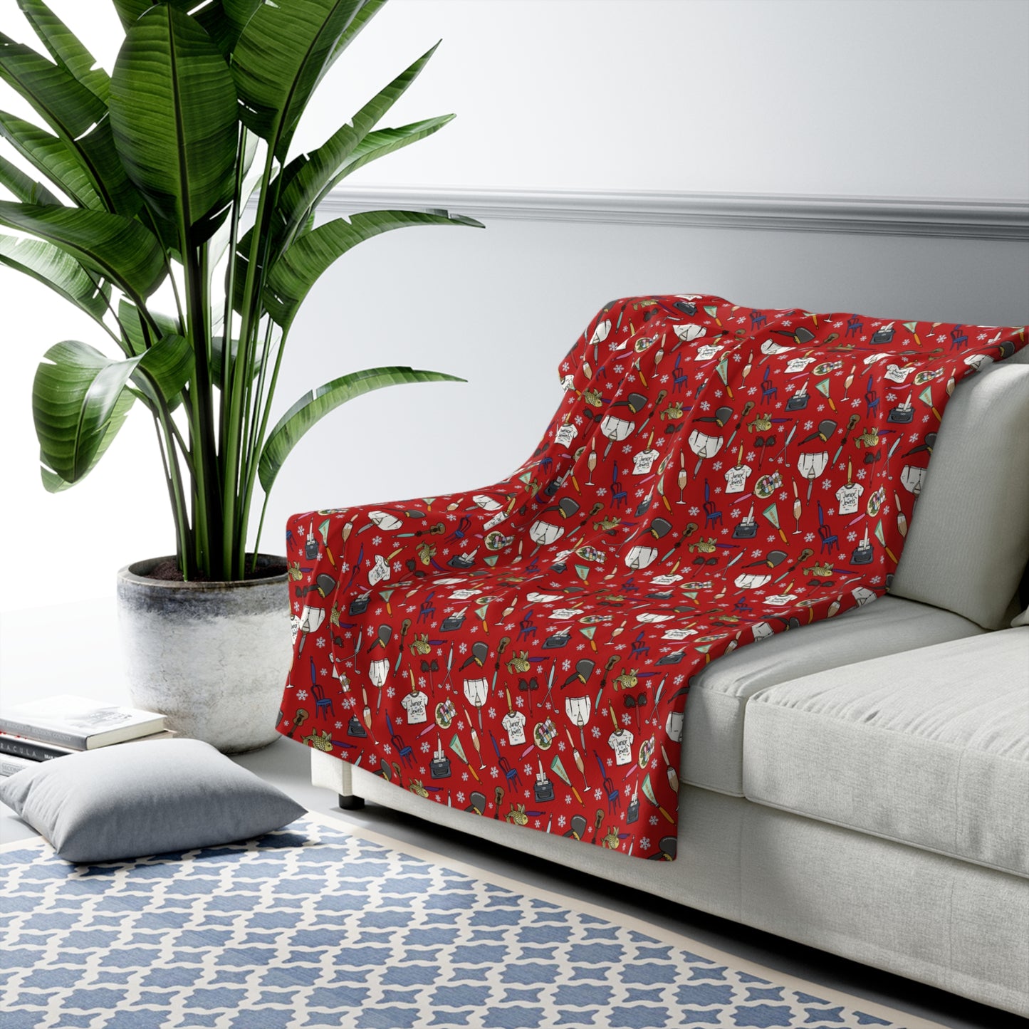 TS Holiday Ornaments Sherpa Fleece Blanket - Swiftmas Red
