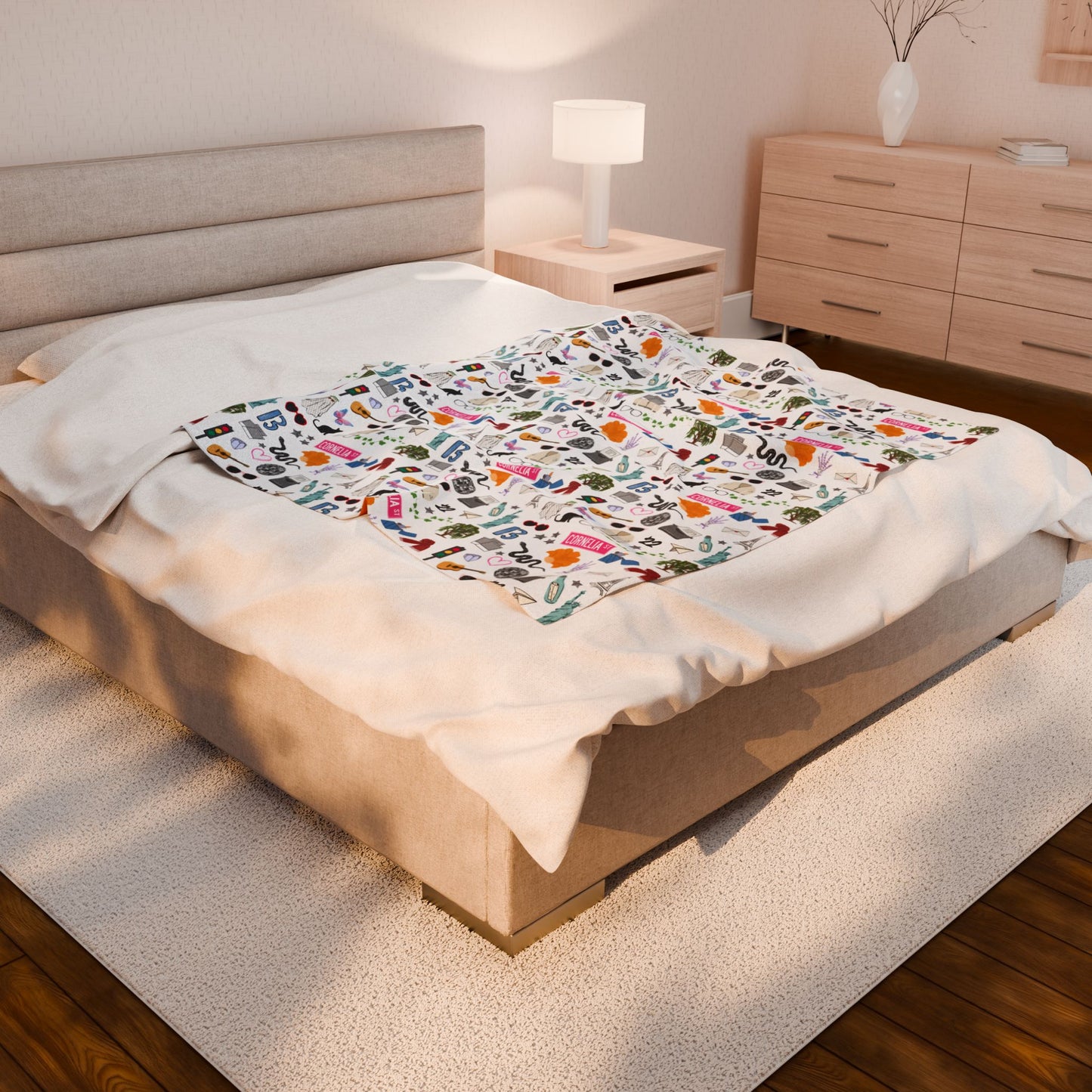 Iconic Eras (TS 12) Velveteen Plush Blanket- Dazzling White