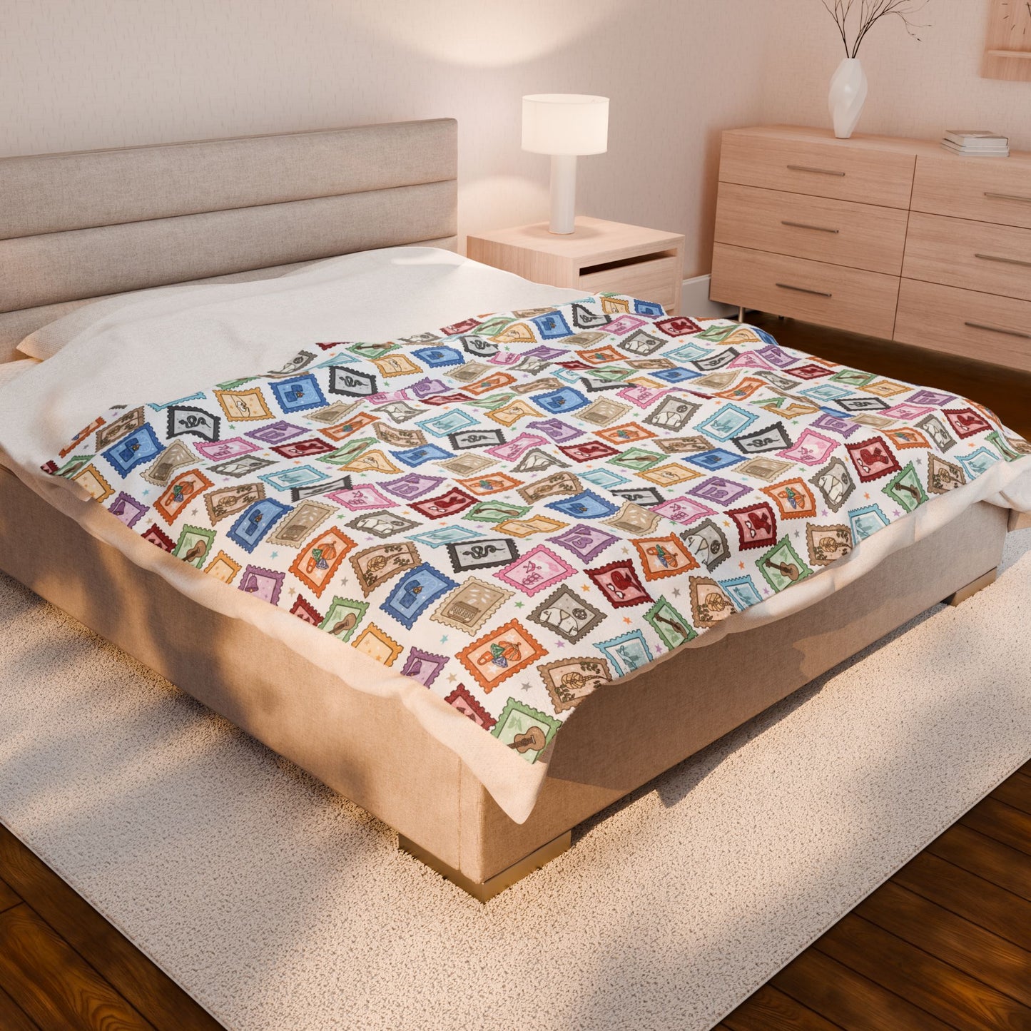 Eras Stamps Velveteen Plush Blanket
