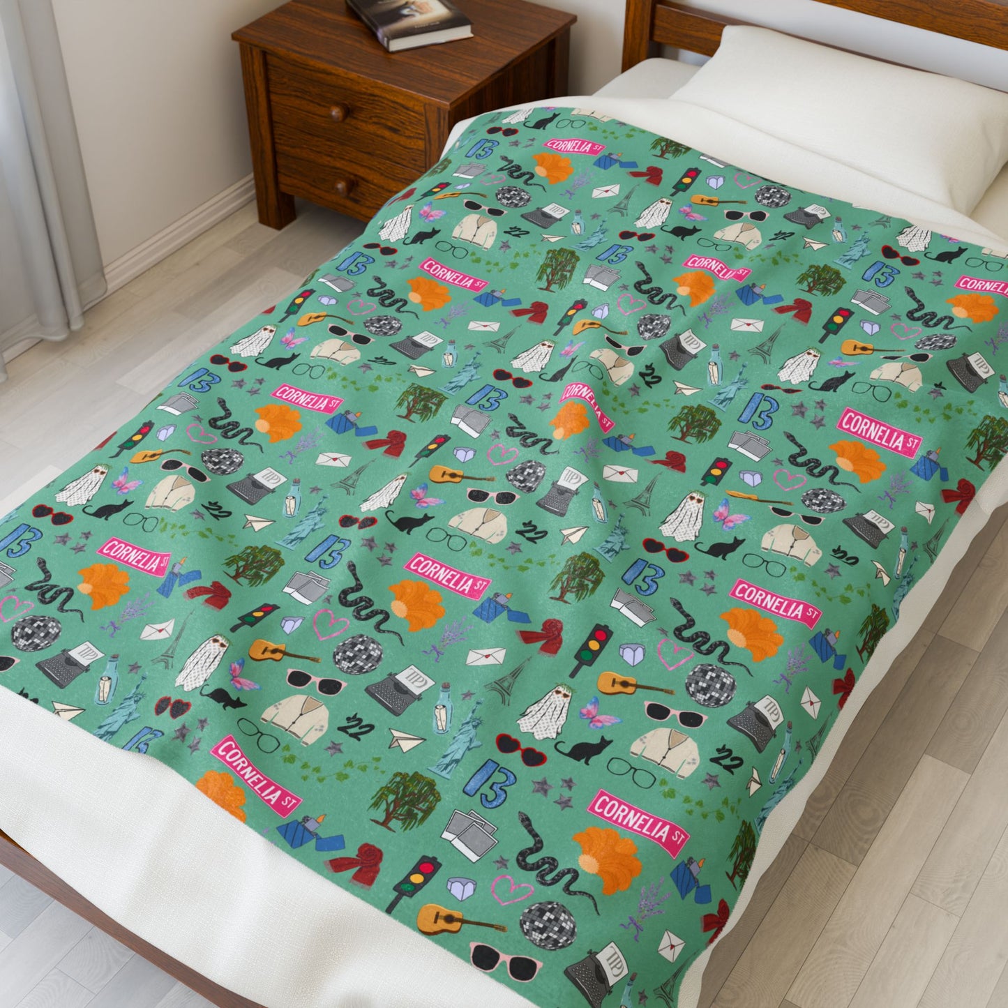 Iconic Eras (TS 12) Velveteen Plush Blanket- Showgirl Green