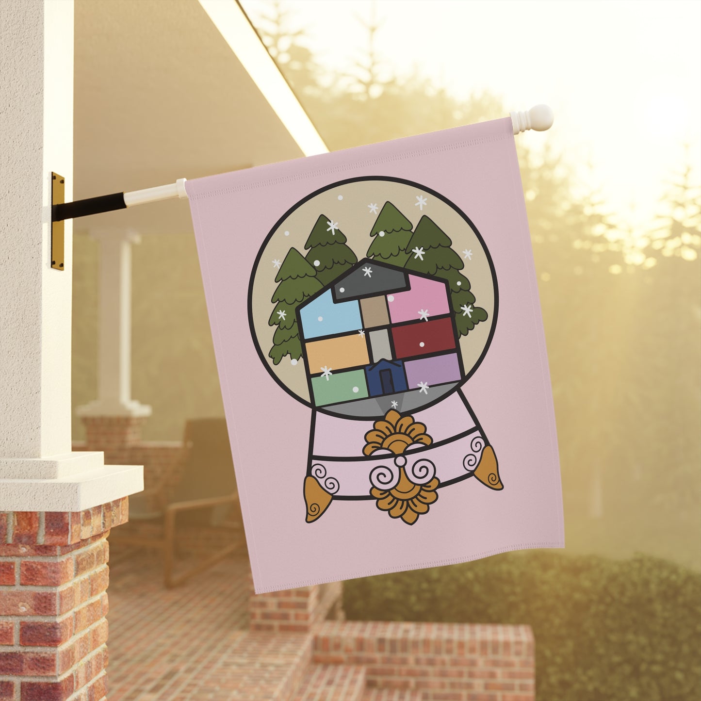 Lover House Snow Globe Garden & House Banner Flag