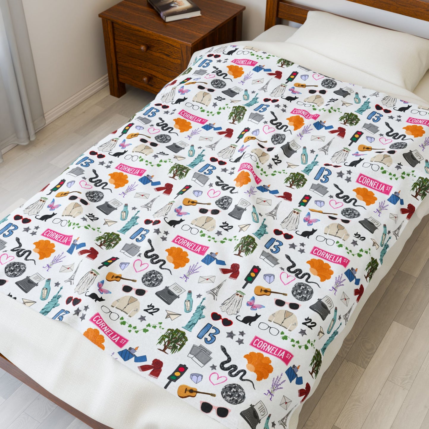 Iconic Eras (TS 12) Velveteen Plush Blanket- Dazzling White