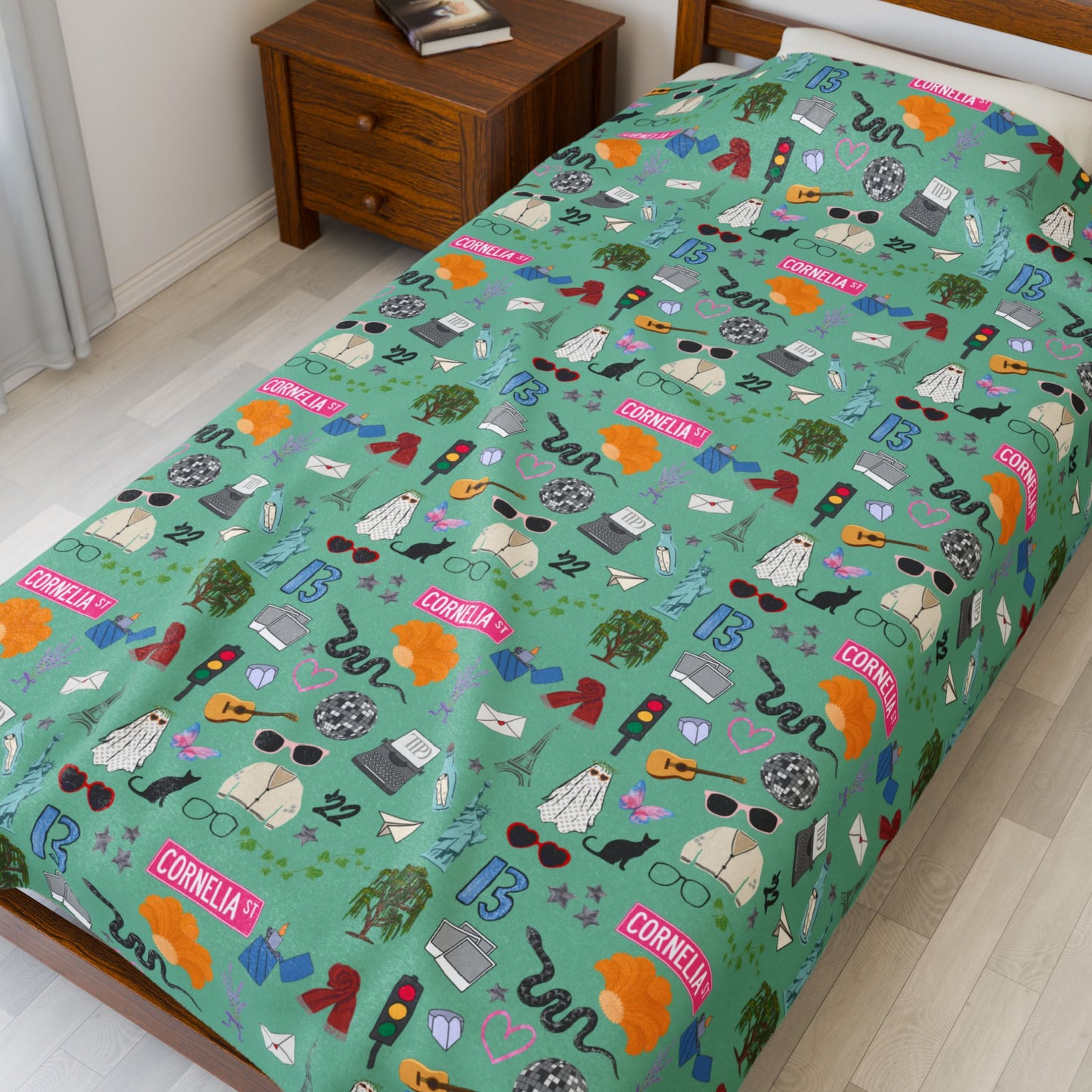 Iconic Eras (TS 12) Velveteen Plush Blanket- Showgirl Green