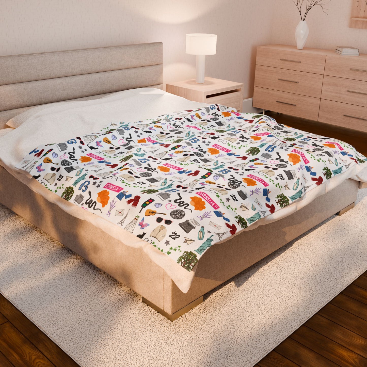 Iconic Eras (TS 12) Velveteen Plush Blanket- Dazzling White
