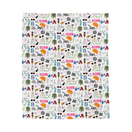Iconic Eras (TS 12) Velveteen Plush Blanket- Dazzling White