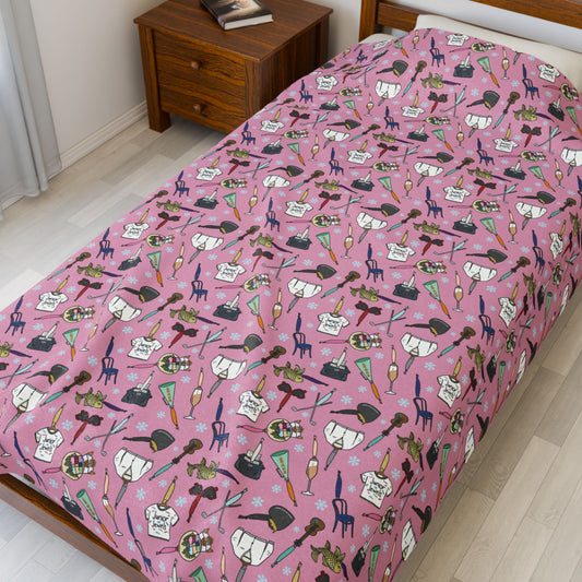 TS Holiday Ornaments Velveteen Plush Blanket - Pinkmas