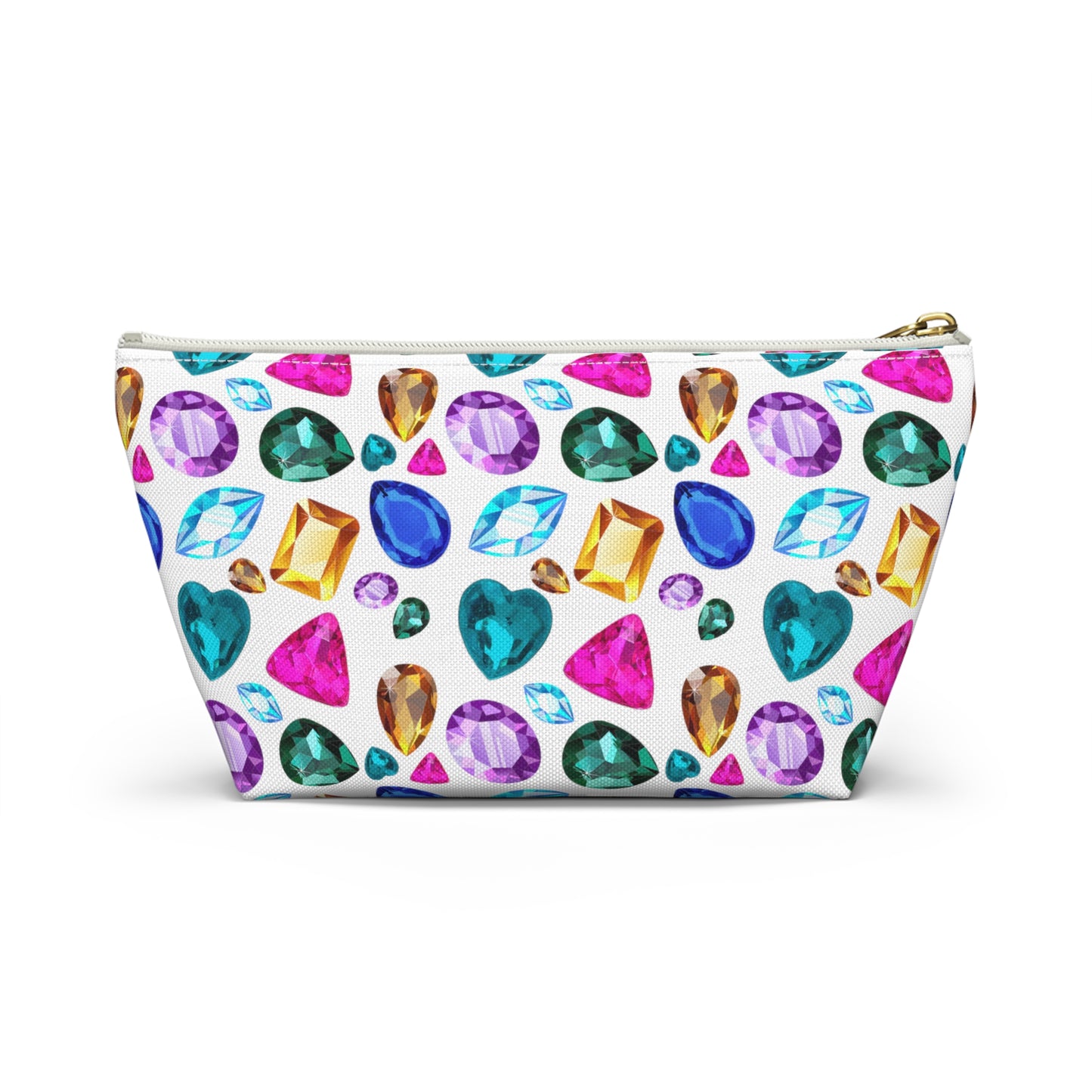 White Bejeweled Accessory Pouch