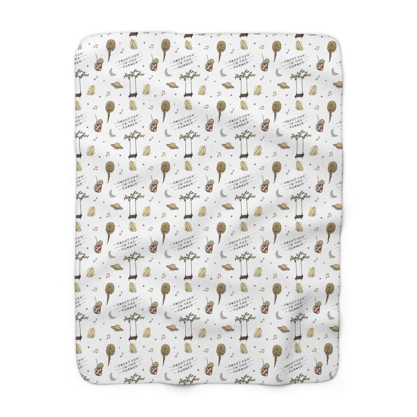 Moon & Saturn Sherpa Fleece Blanket