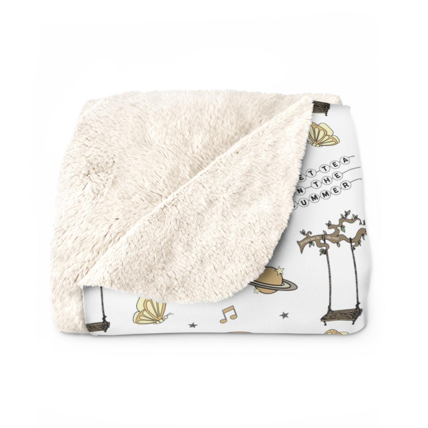 Moon & Saturn Sherpa Fleece Blanket