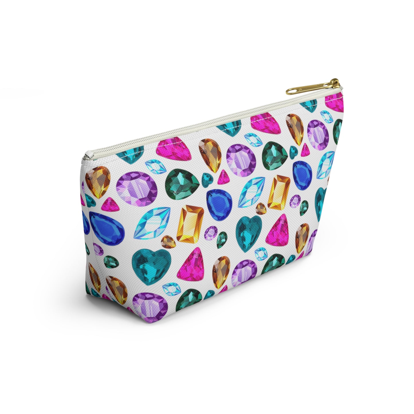 White Bejeweled Accessory Pouch