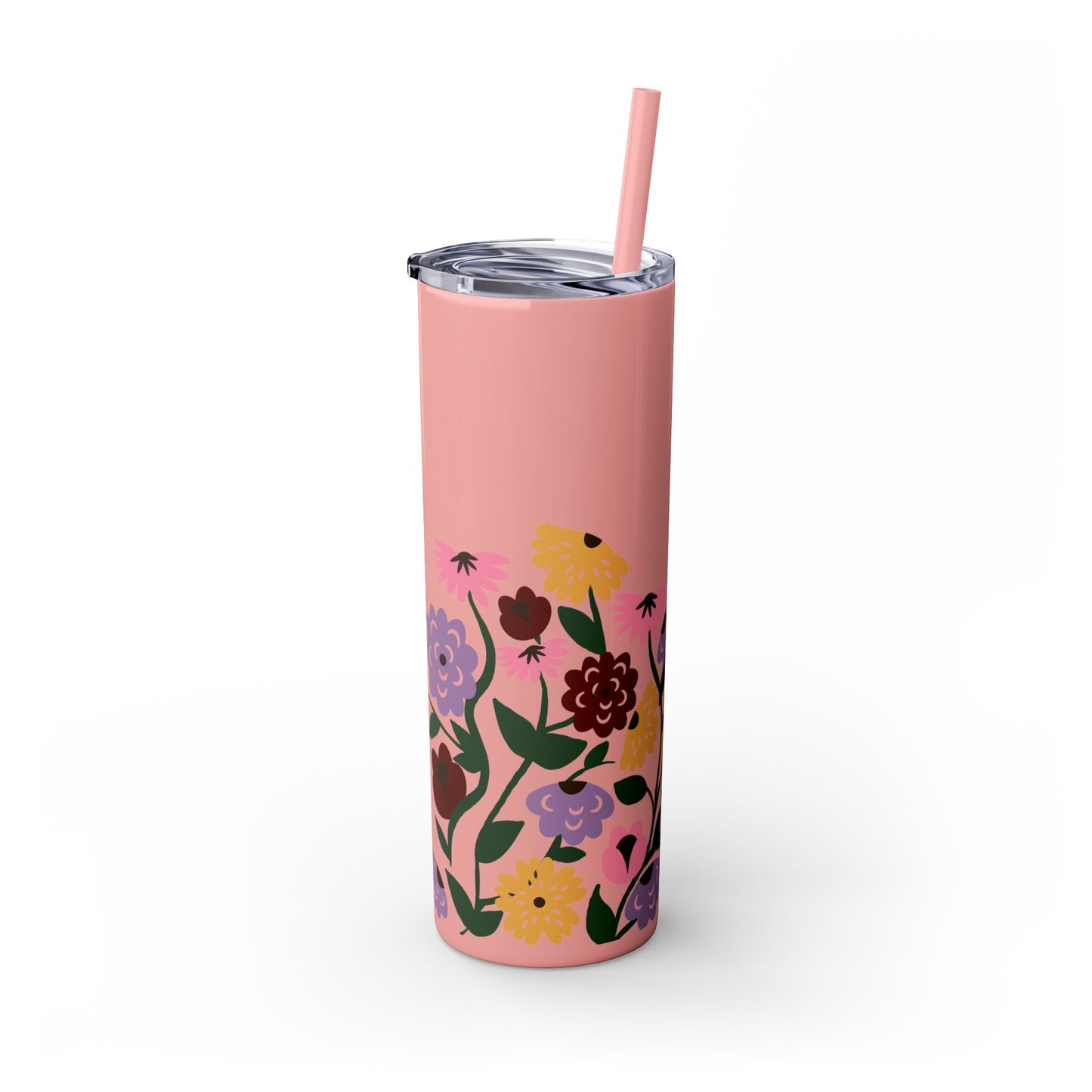 Acoustic Set Flowers Tumbler with Straw, 20oz