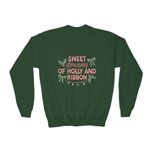 Sweet Dreams of Holly & Ribbon Youth Crewneck Sweatshirt