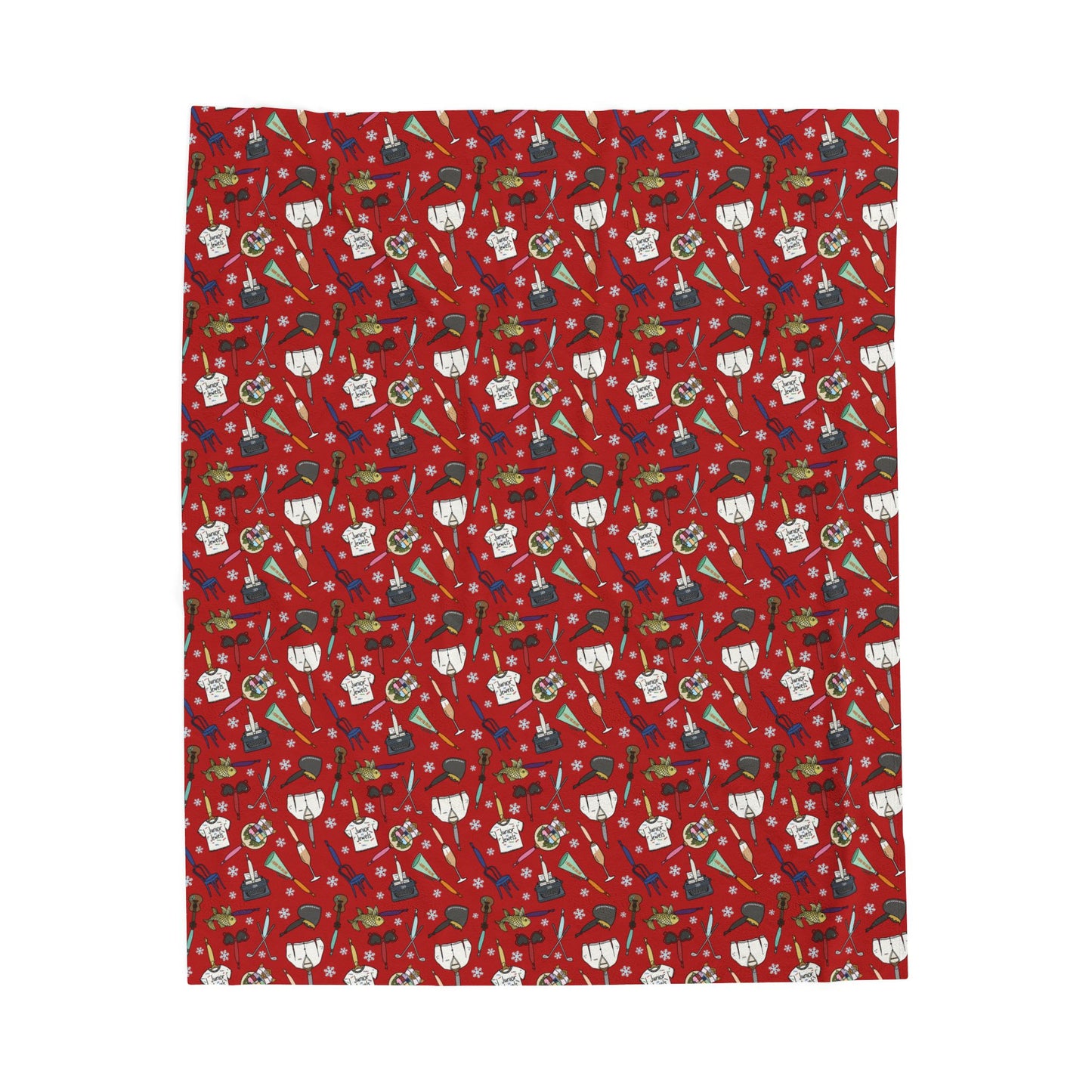 TS Holiday Ornaments Velveteen Plush Blanket - Swiftmas Red