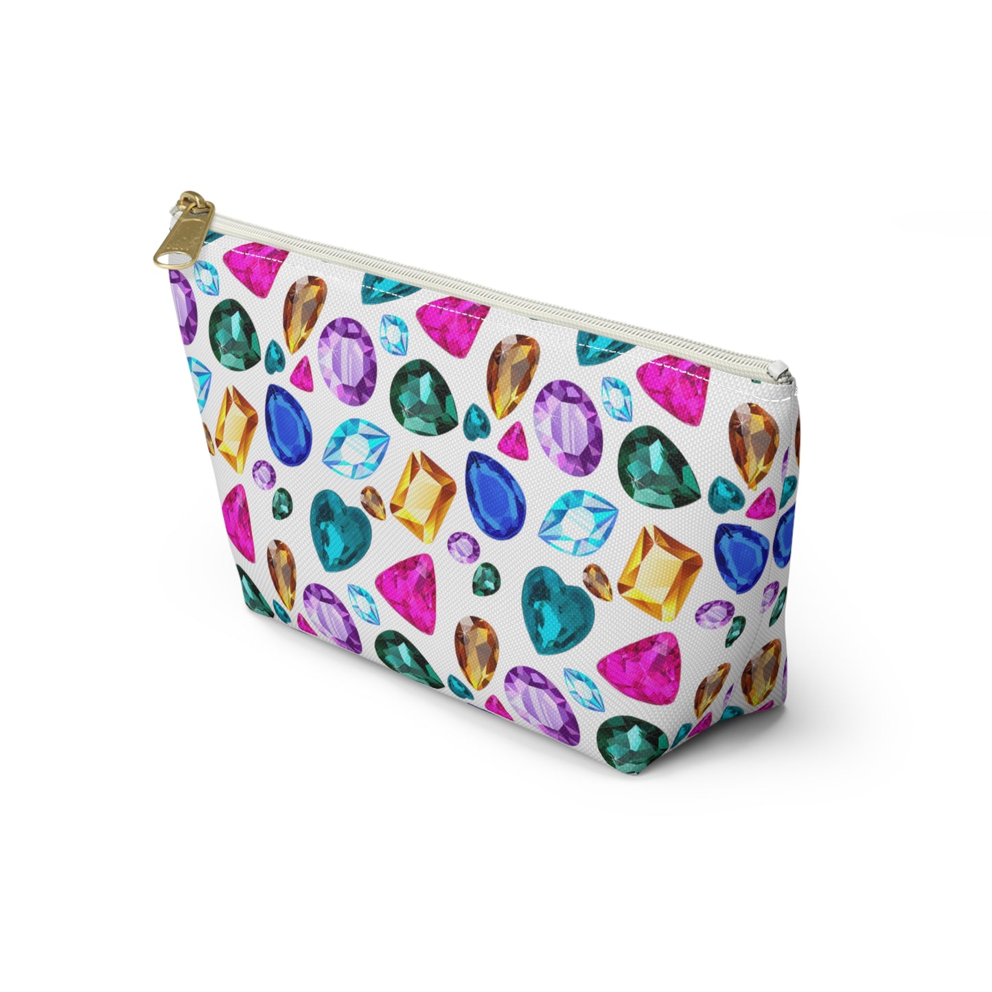 White Bejeweled Accessory Pouch