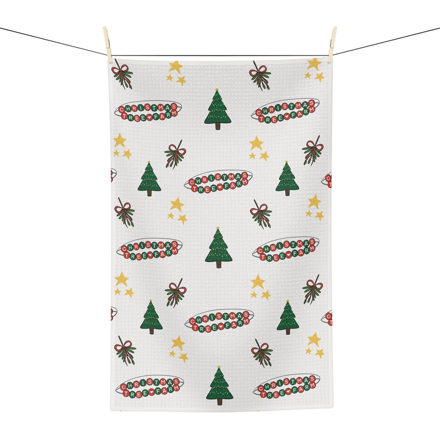 Christmas Tree Farm Friendship Bracelet Tea Towel