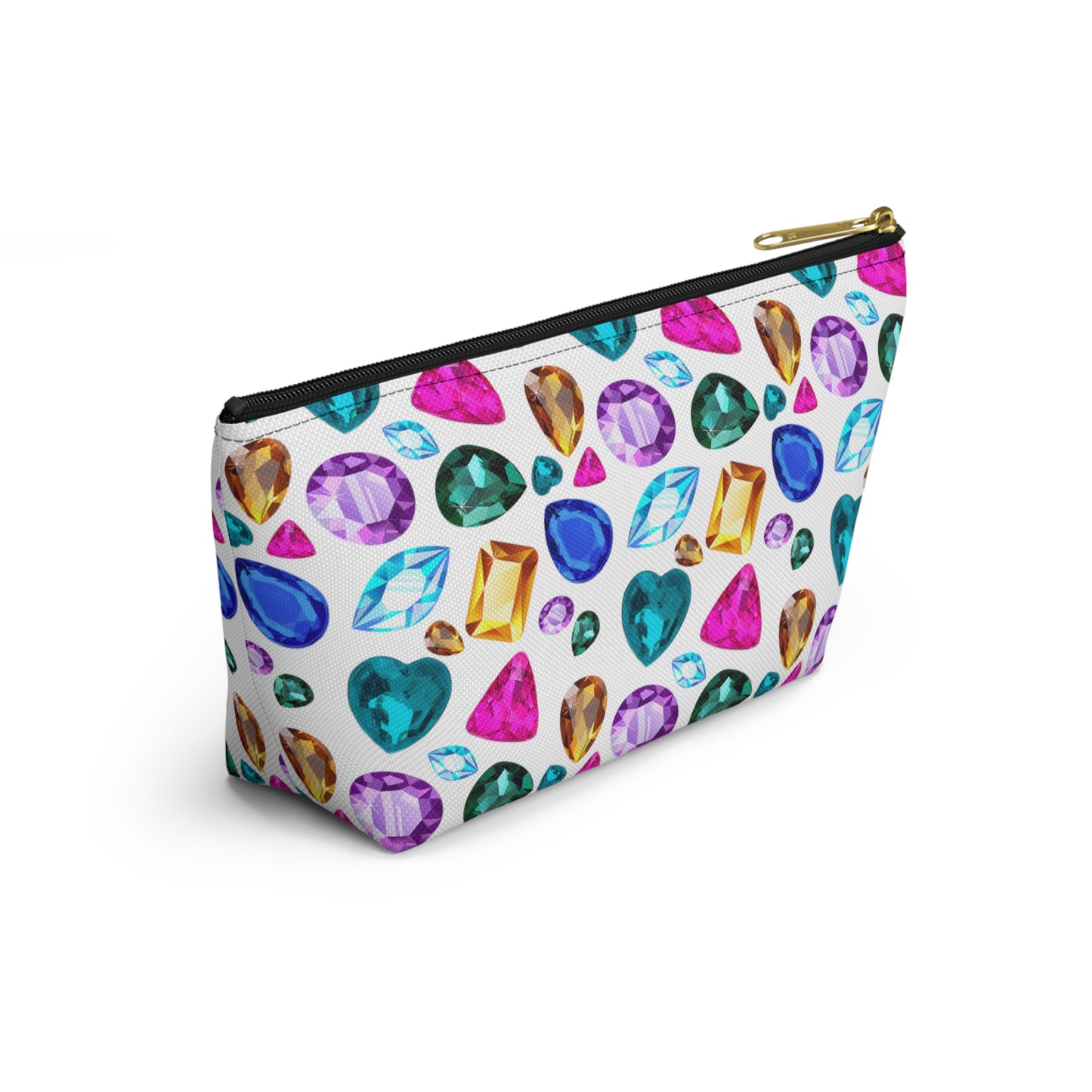 White Bejeweled Accessory Pouch