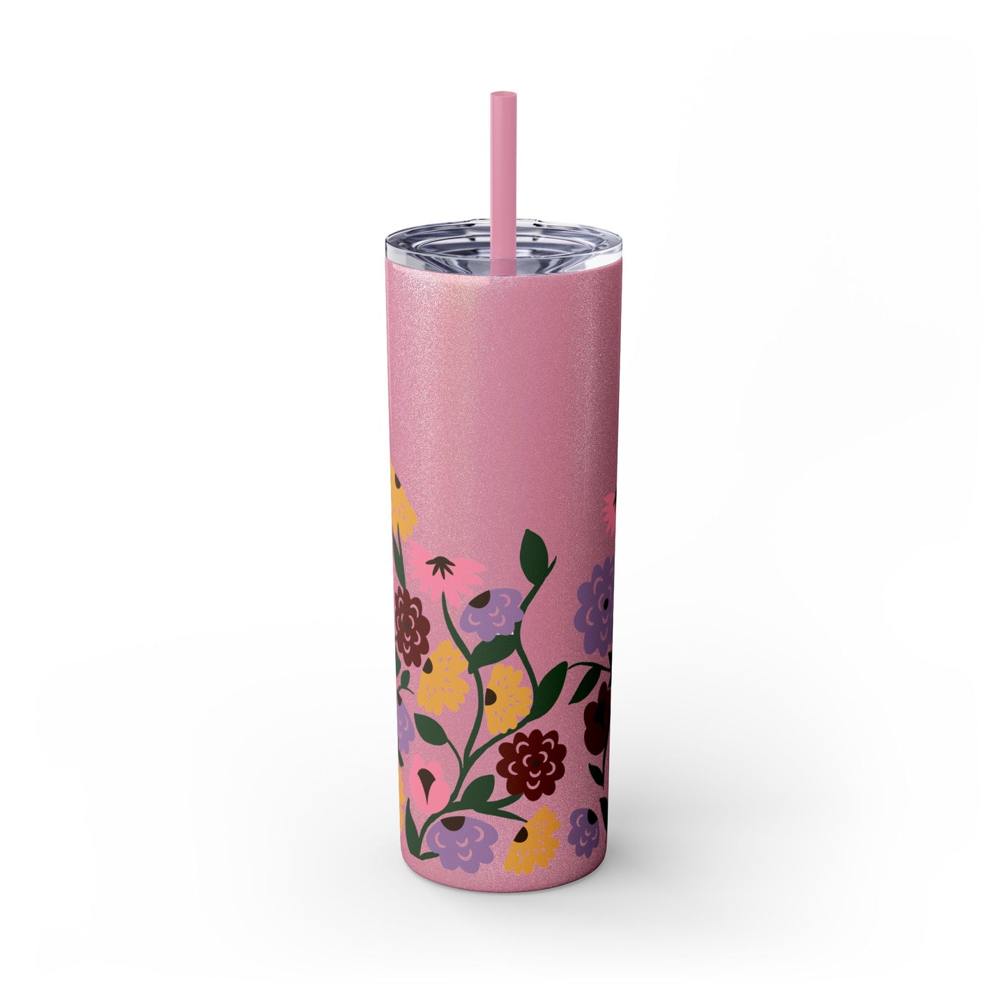 Acoustic Set Flowers Tumbler with Straw, 20oz