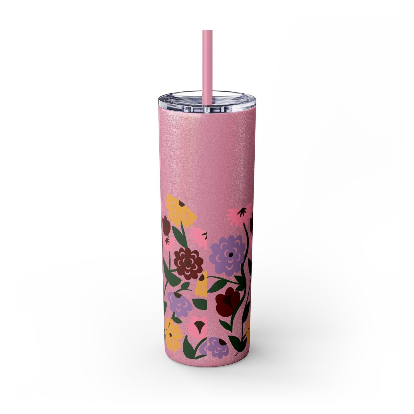 Acoustic Set Flowers Tumbler with Straw, 20oz