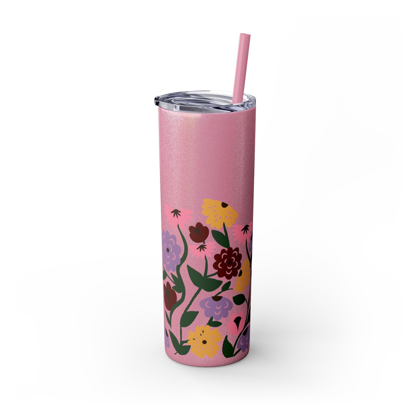 Acoustic Set Flowers Tumbler with Straw, 20oz