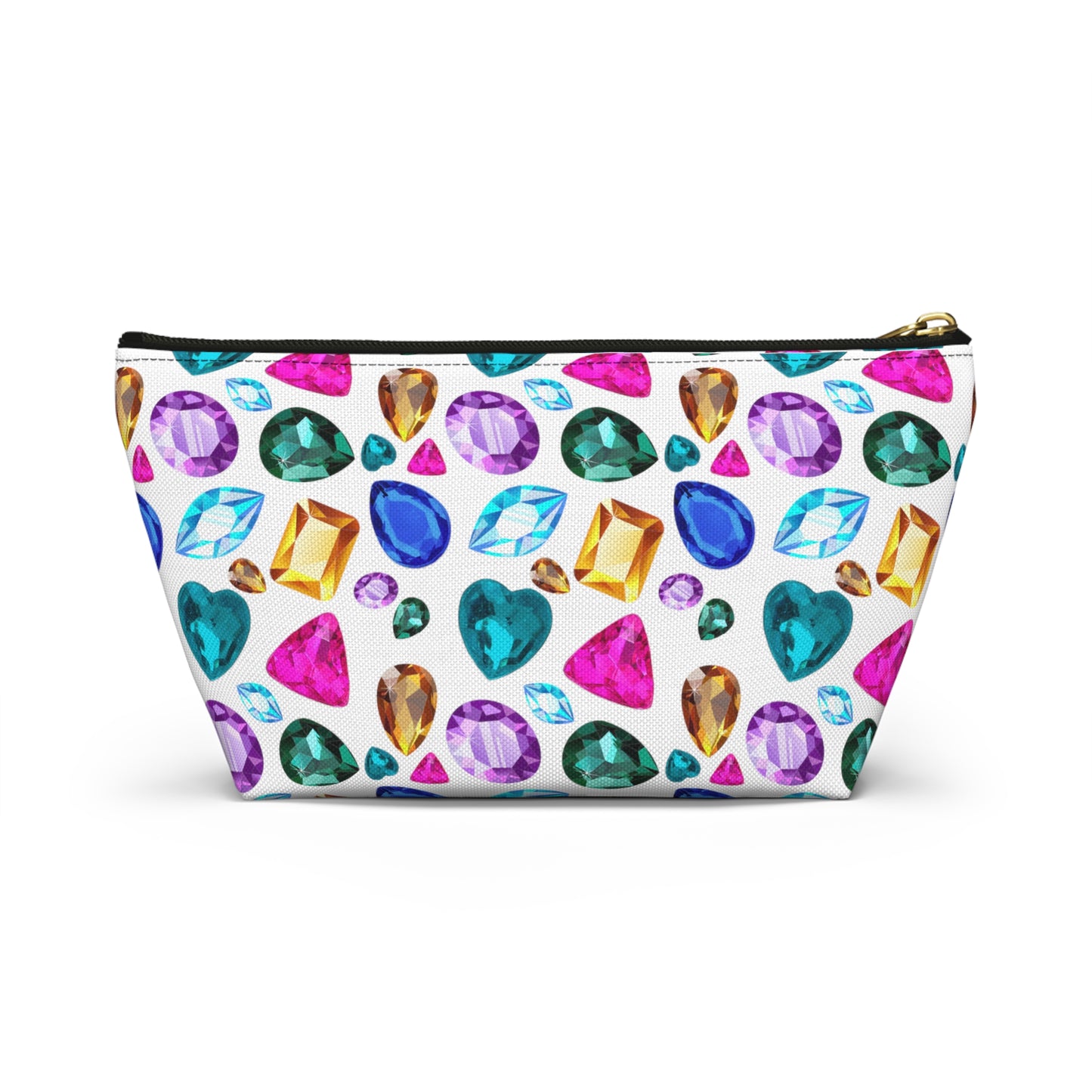 White Bejeweled Accessory Pouch