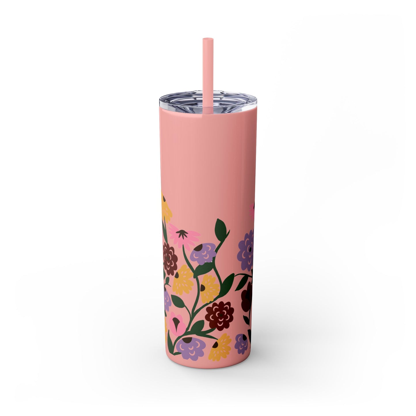 Acoustic Set Flowers Tumbler with Straw, 20oz