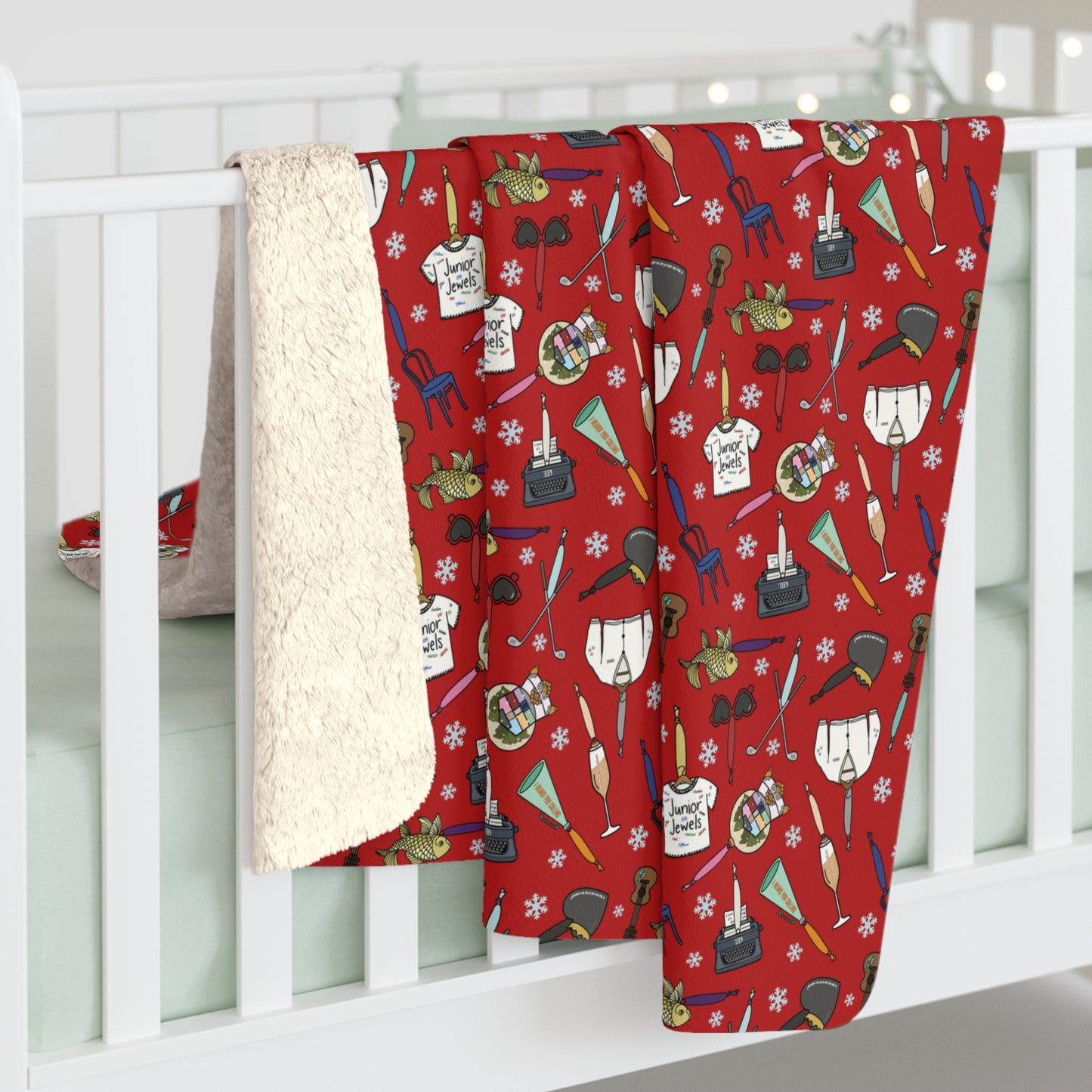 TS Holiday Ornaments Sherpa Fleece Blanket - Swiftmas Red