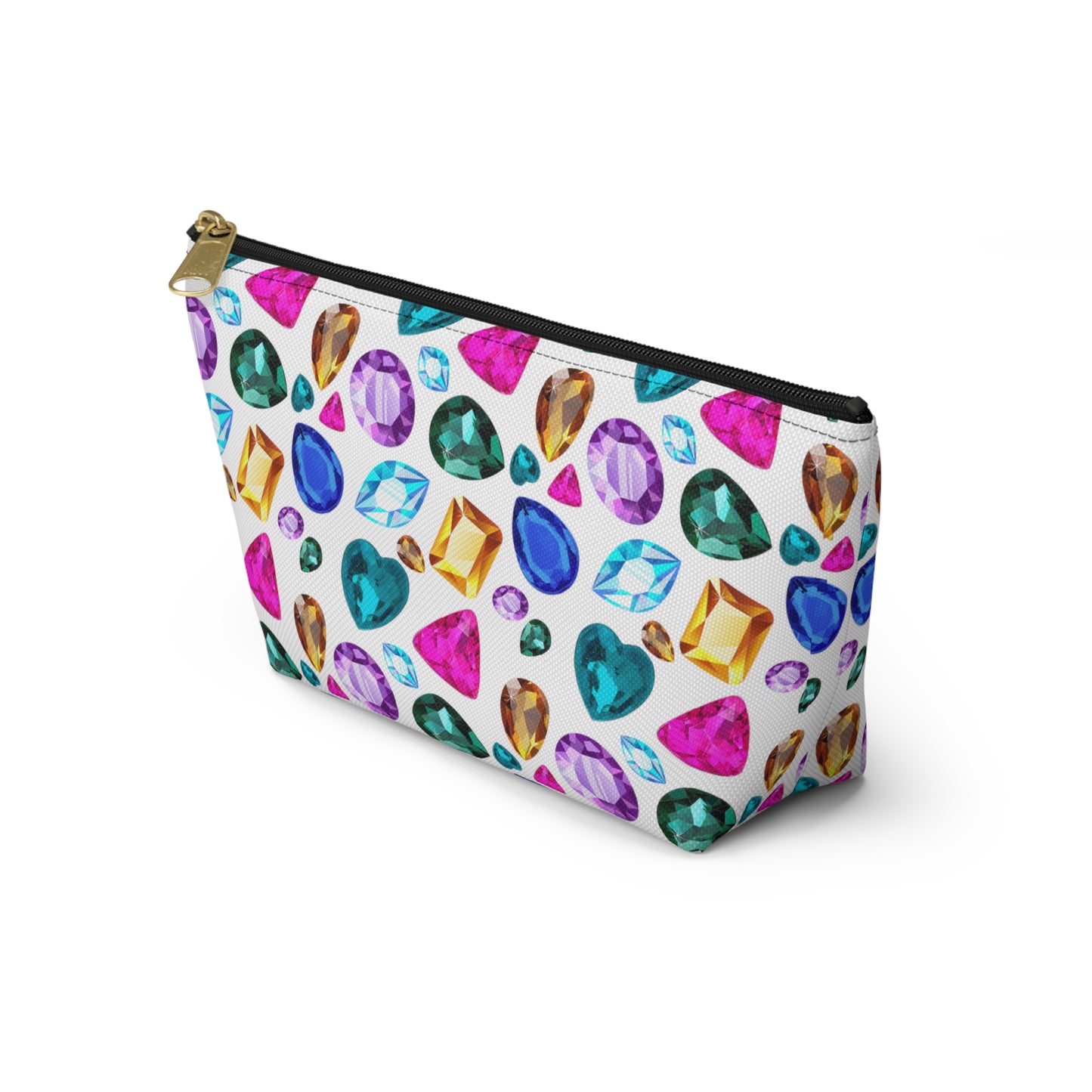 White Bejeweled Accessory Pouch