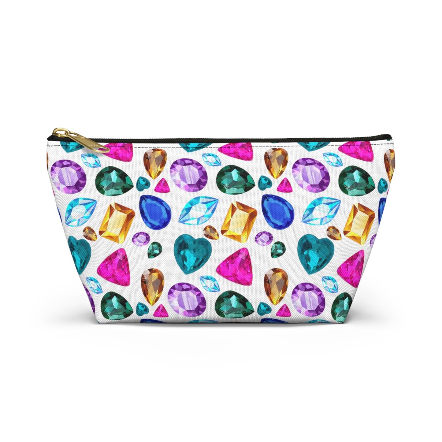 White Bejeweled Accessory Pouch