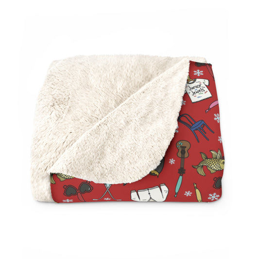TS Holiday Ornaments Sherpa Fleece Blanket - Swiftmas Red