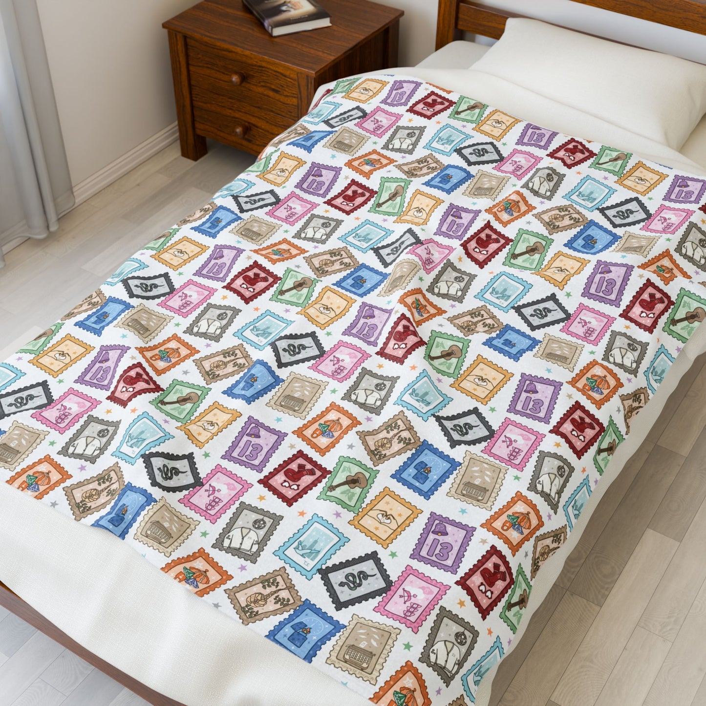 Eras Stamps Velveteen Plush Blanket