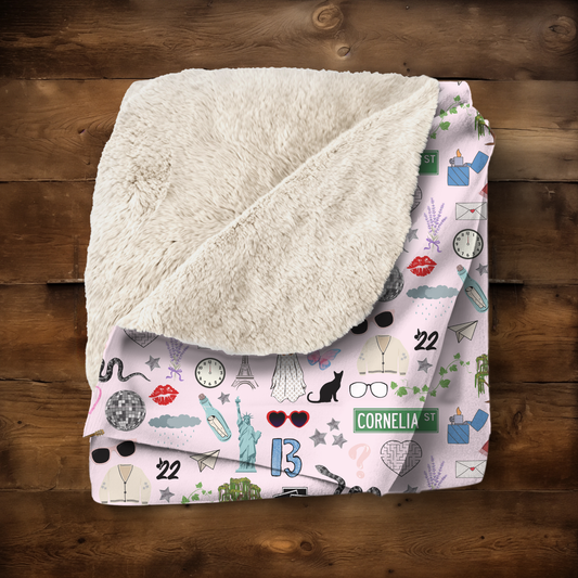 Iconic Eras Sherpa Fleece Blanket - Lover Pink