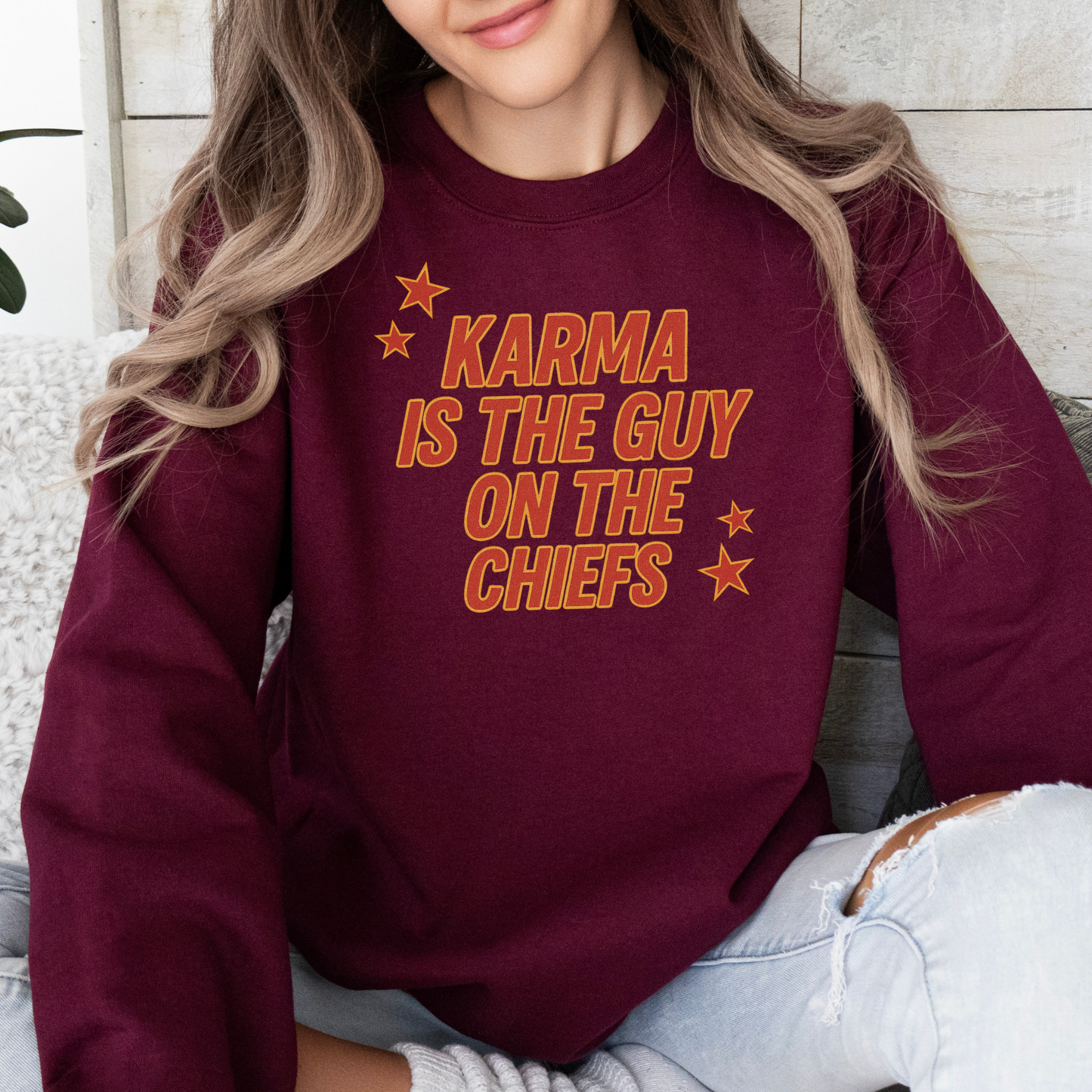 Guy on The Chiefs Crewneck Sweatshirt